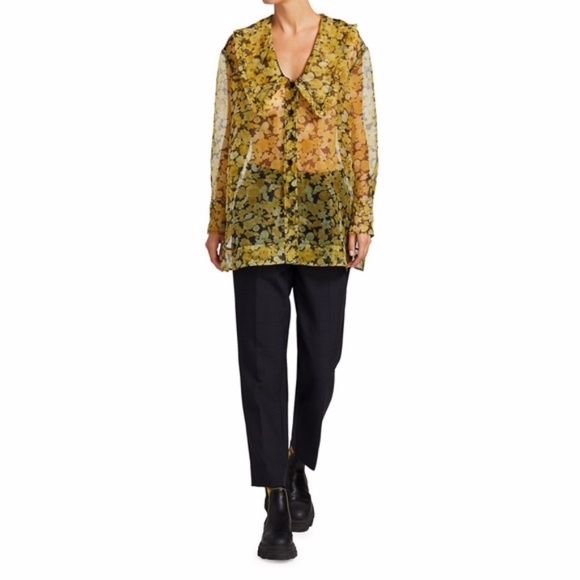 NEW Ganni Organza Oversized Shirt Flan 34 - Picture 1 of 17